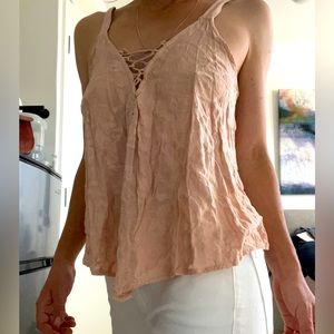 Blush Backless Summer Tank Blouse in small with tie front